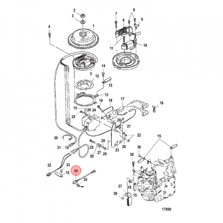 Stoppknapp Mercury 4-40 hk (823037A2)