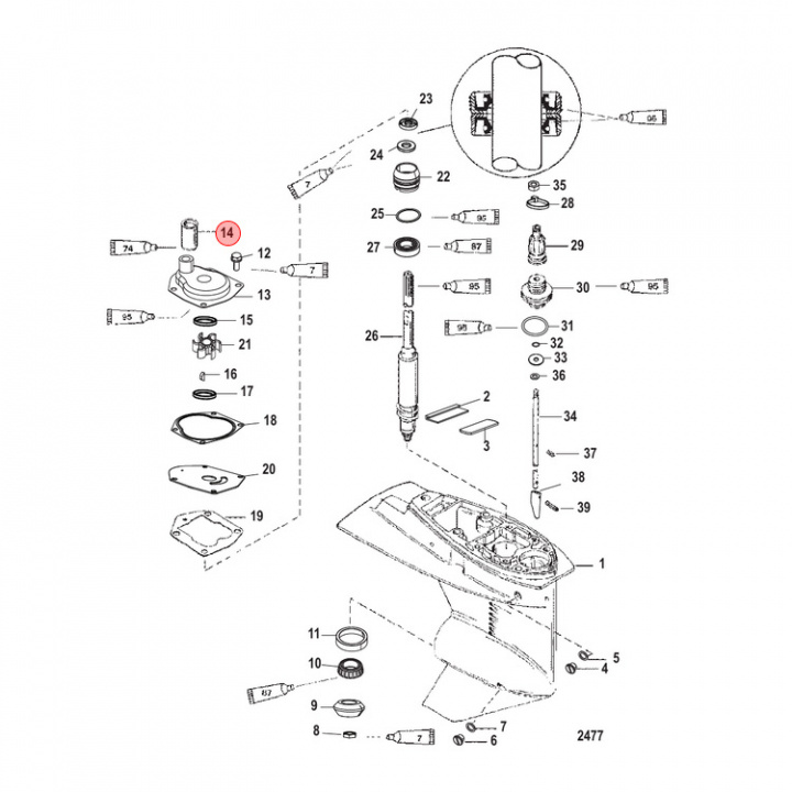 Tätning Vattenrör Mercury/Mariner 11-60 hk (8235471)