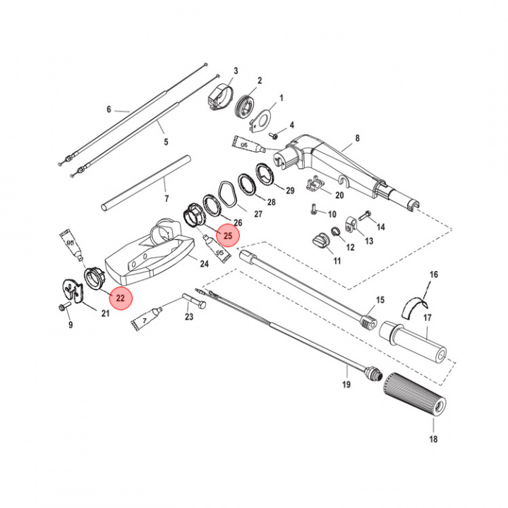 Bussning Tiller Mercury/Mariner 2-25 hk (823939)