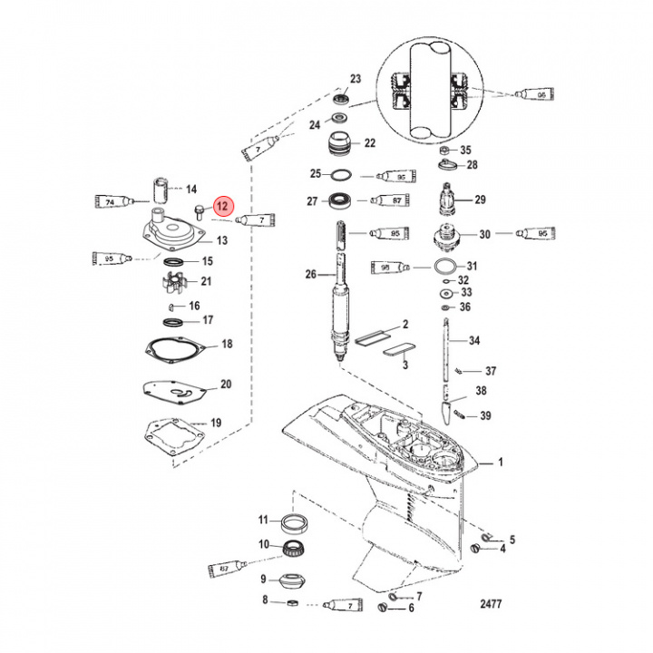 Skruv Mercury/Mariner 2-200 hk (8248324) 5-pack