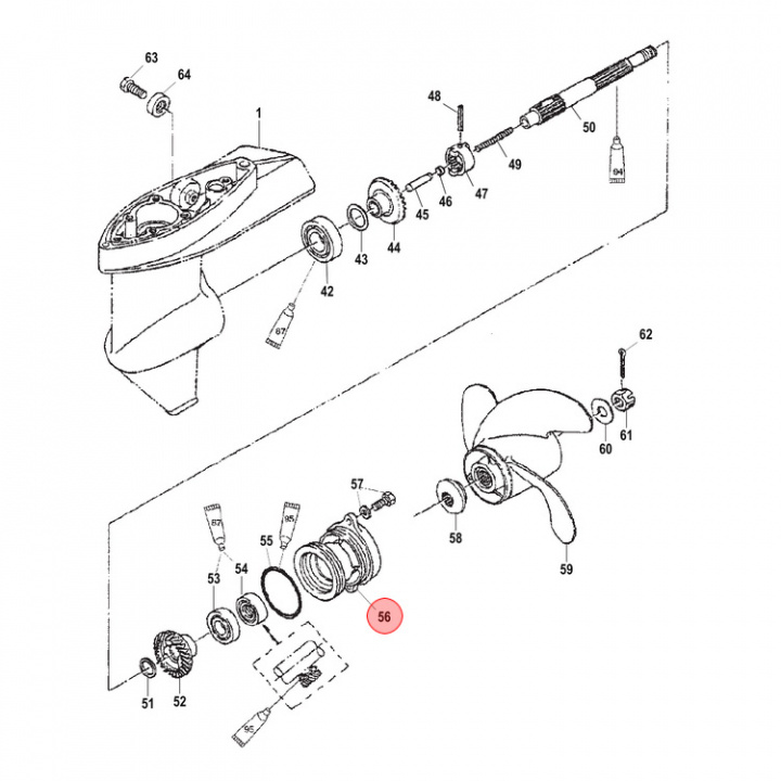 Lagerhållare Mercury/Mariner 2-10 hk (825118T)