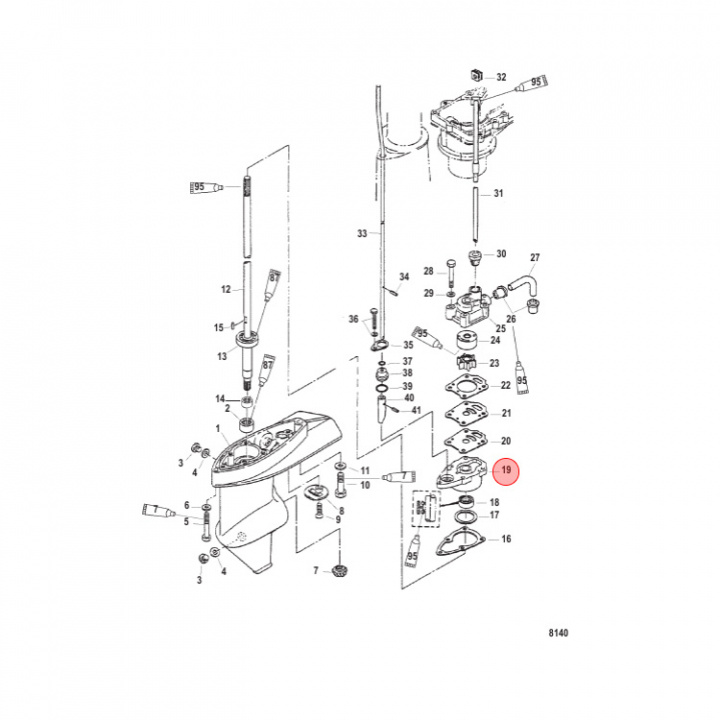 Impellerhus Botten Mercury/Mariner 2-10 hk (826053T)
