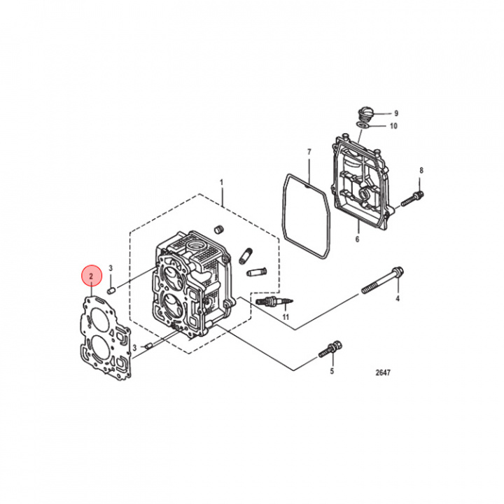 Topplockspackning Mercury 8-9.9 hk (8M0229928)