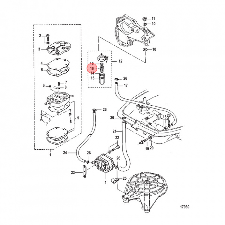 Bränslefilter Mercury 9.9-50 hk (8537331)