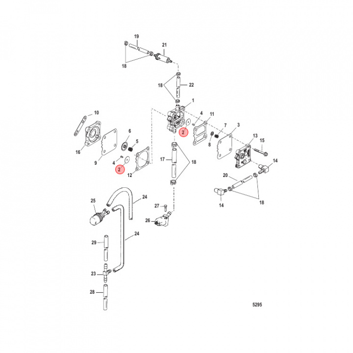Membransats Bränslepump Mercury 35-250 hk (857005A1)