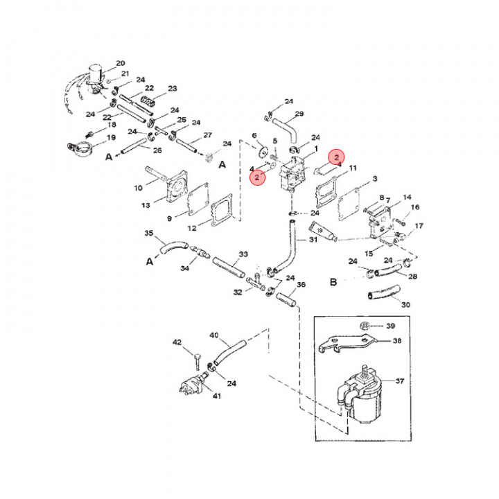 Membransats Bränslepump Mercury 35-250 hk (857005A1)