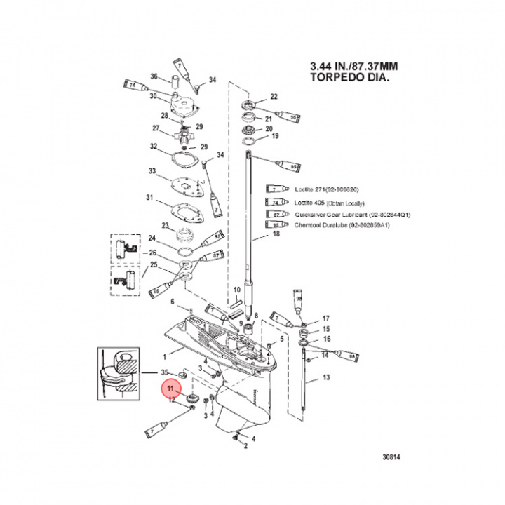 Piniondrev Mercury 35-60 hk (859103T)