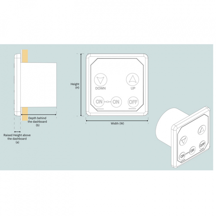 Kontrollpanel För Ankarspel 70x70mm Grå (12/24V)