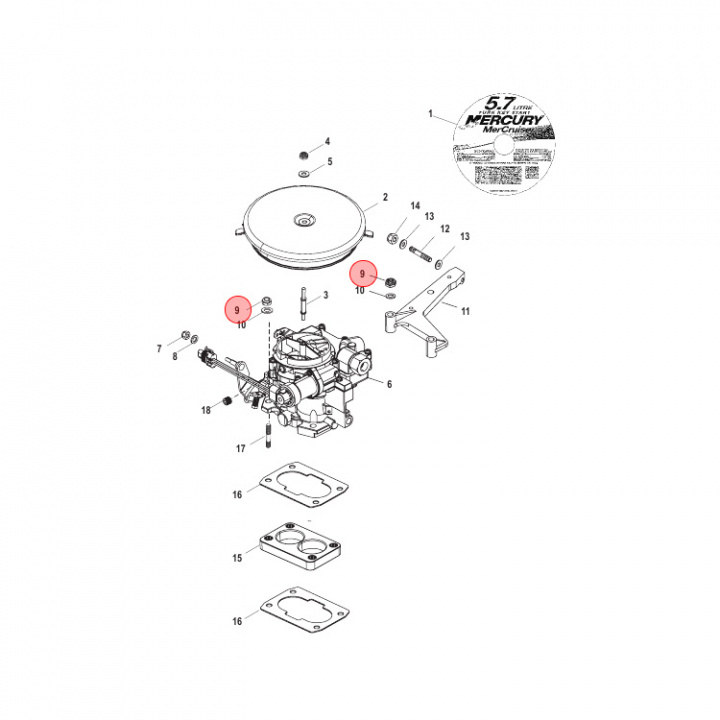 Mutter Mercruiser 5-pack (862902)