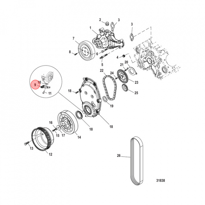 Vevaxelgivare Mercruiser (864297T01)