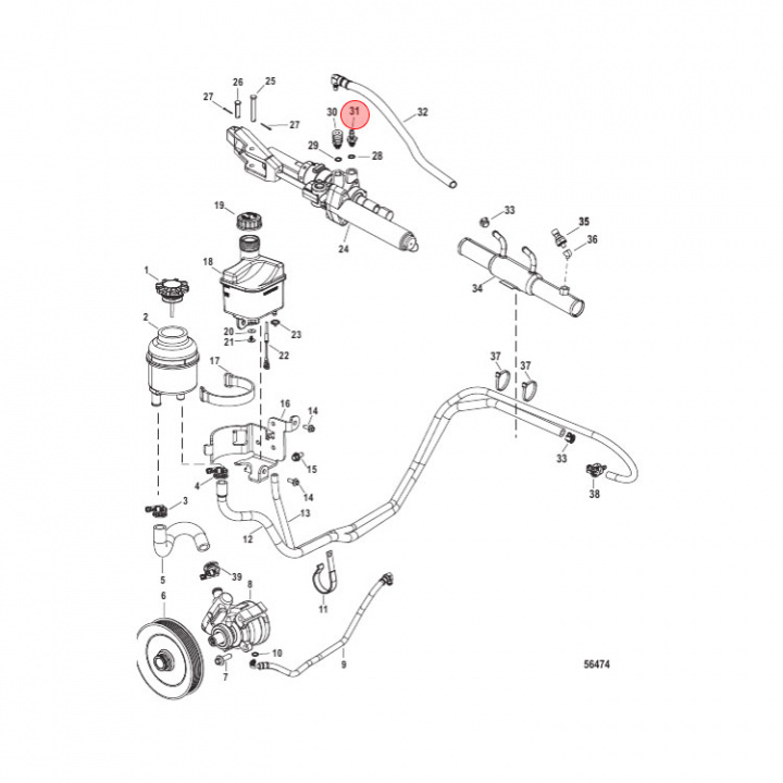 Snabbkoppling Styrservo Mercruiser (865414001)