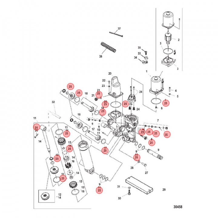 Reparationssats Powertrim Mercury 135-300 hk (878408A1)