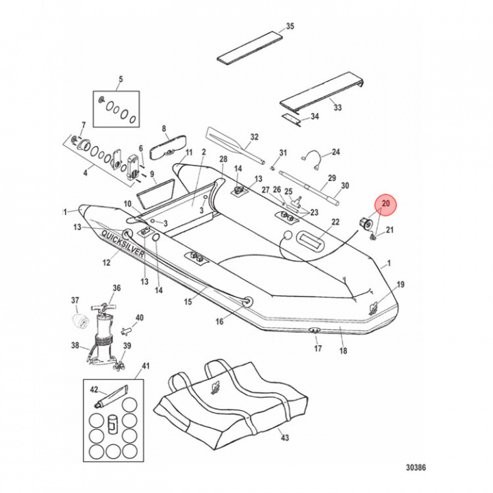 Luftventil Gummibåt Ljusgrå