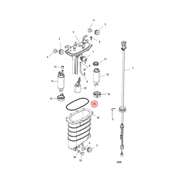 Tätning Bränslecell Mercury 75-300 hk (880596502)