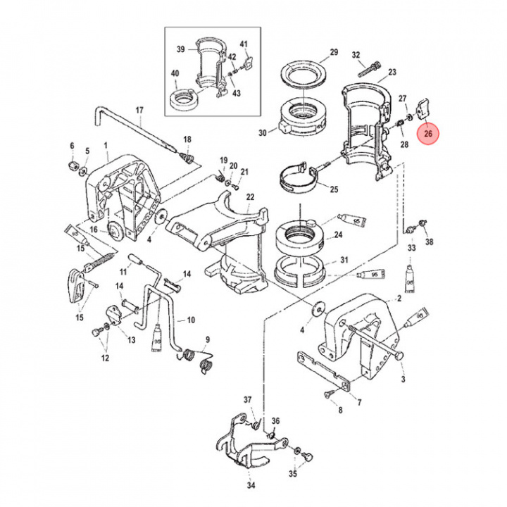 Vingmutter Mercury 4-6 hk (883302)