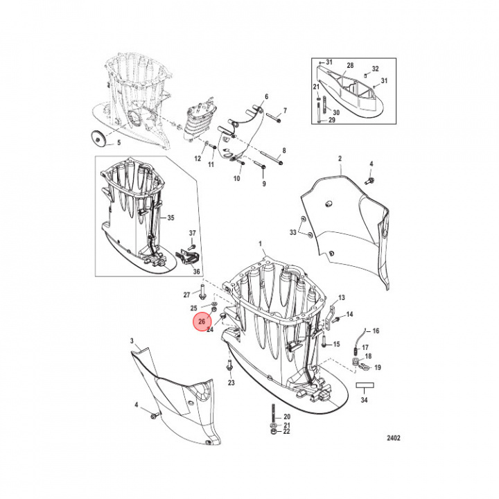 Mutter Mercury/Mercruiser 2-pack (884412)