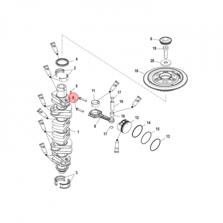Bult Vevstake Mercury 75-400 hk (884441)