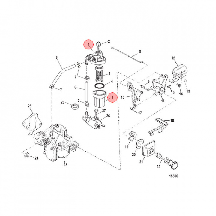 Bränslefiltersats Mercury 6-25 hk (889527A07)