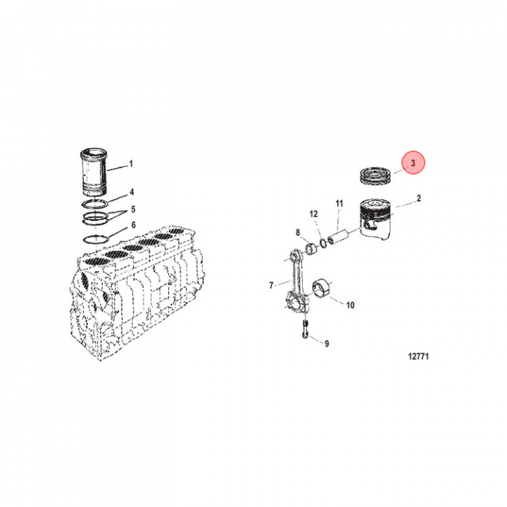 Kolvringset Mercruiser CMD (889859)