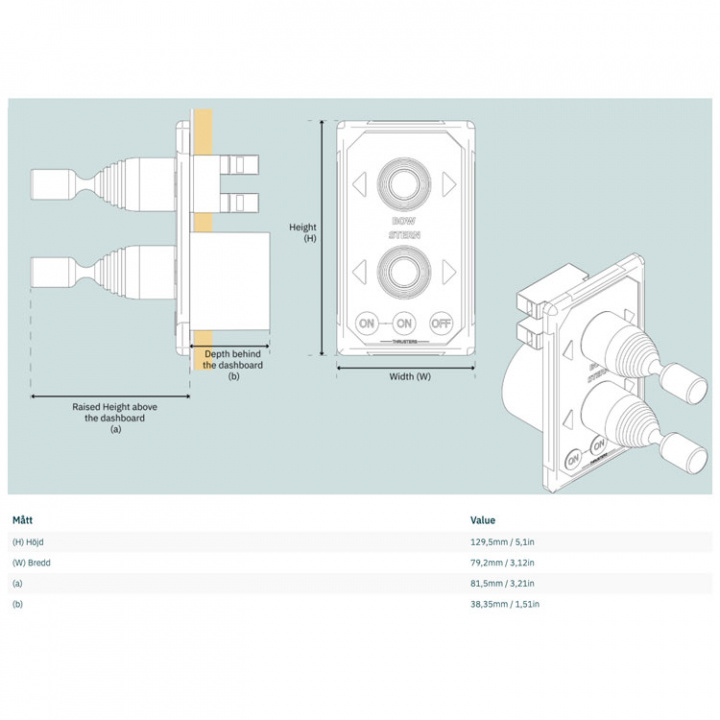 JoystickPanel Dubbel, Grå Med Adapterplatta (Ersätter 8902B)