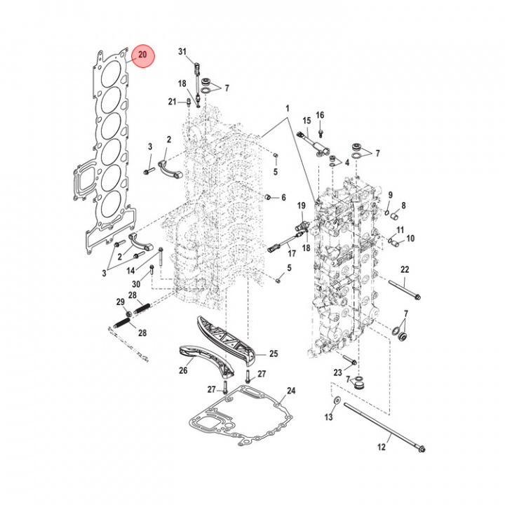 Headpackning Mercury 350-400 hk (895374T)