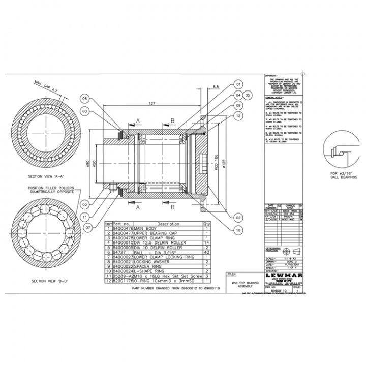 Roderlager - Övre 50mm
