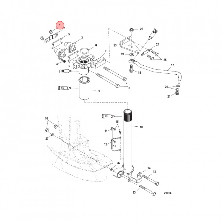 Mutter M12 Mercury 30-300 hk 6-pack (896963)