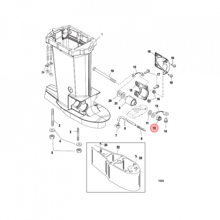 Mutter M12 Mercury 65-500 hk (897926)