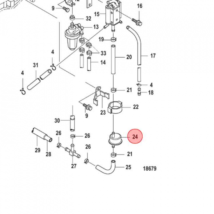 Bränslefilter Högtryck 25-30hk EFI 3Cyl