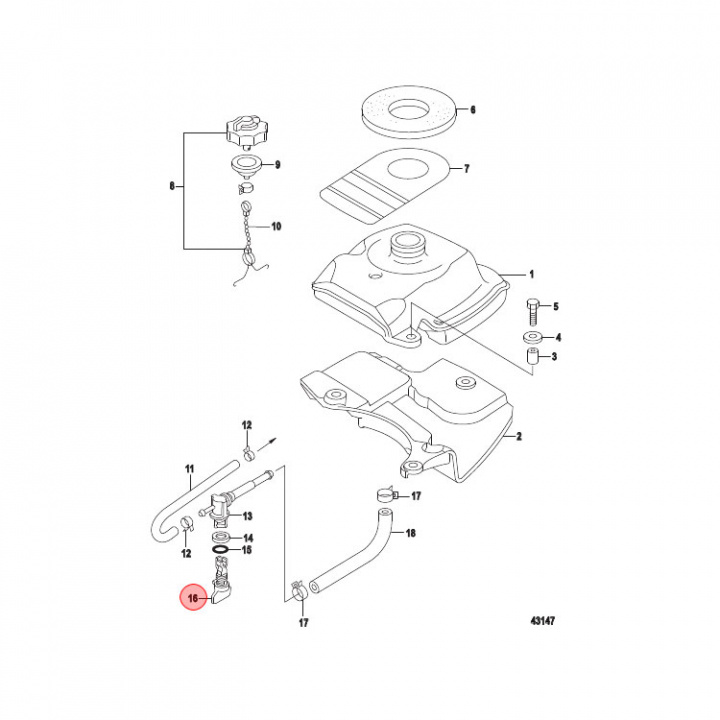 Knopp Bränslekran Mercury 2-3.5 hk (898103220)