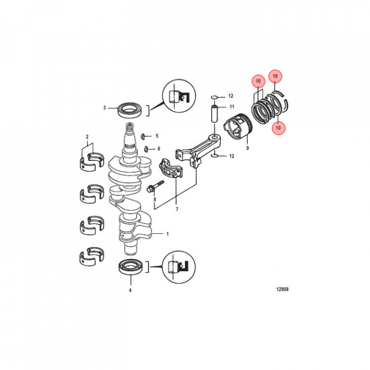 Ringsats Standard Mercury 25-30 hk (898103T35)