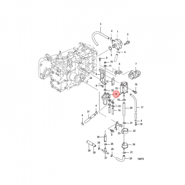 Bränslefilter Mercury 9.8-30 hk (8M0088825)