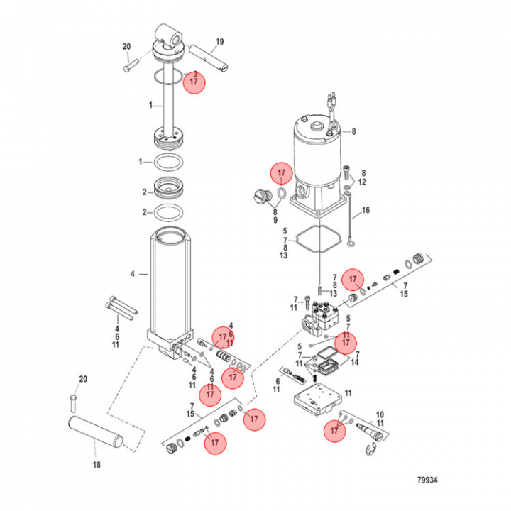 Repairkit Powertrim Mercury 30-125 hk (8M0171820)