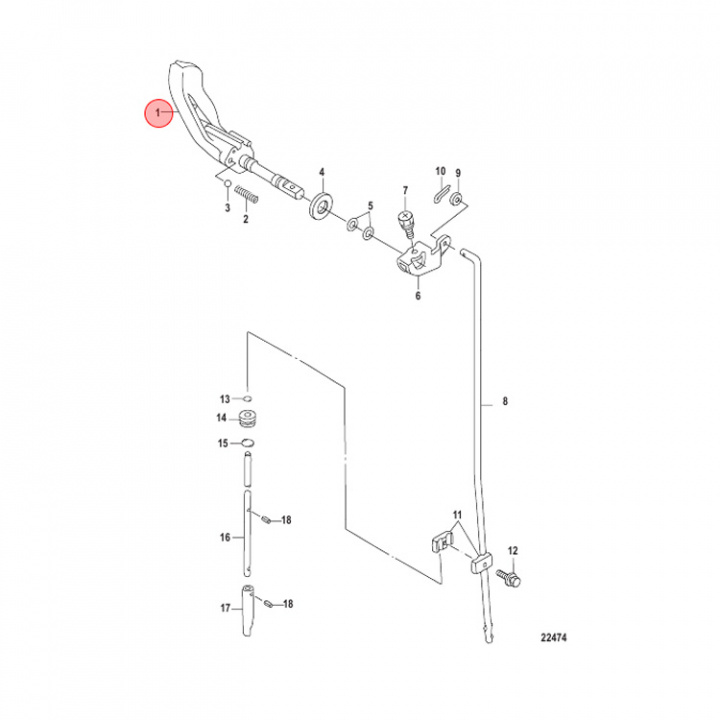 Växelspak Mercury/Mariner 2/2.5/3.5 hk (8M0173443)