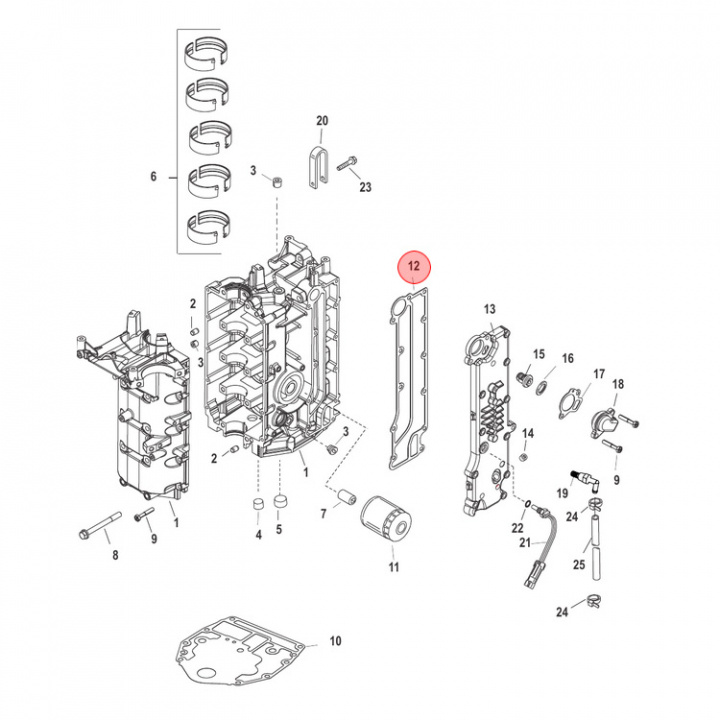Avgaskylpackning Mercury 40-60 hk (8M0224375)