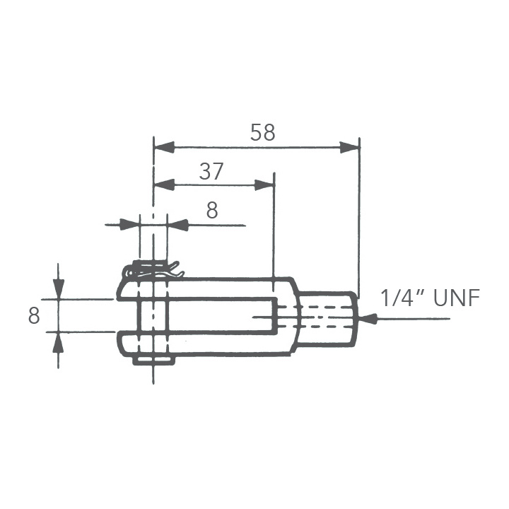 Gaffel 43C 1/4'' För Reglagekabel Med UNF